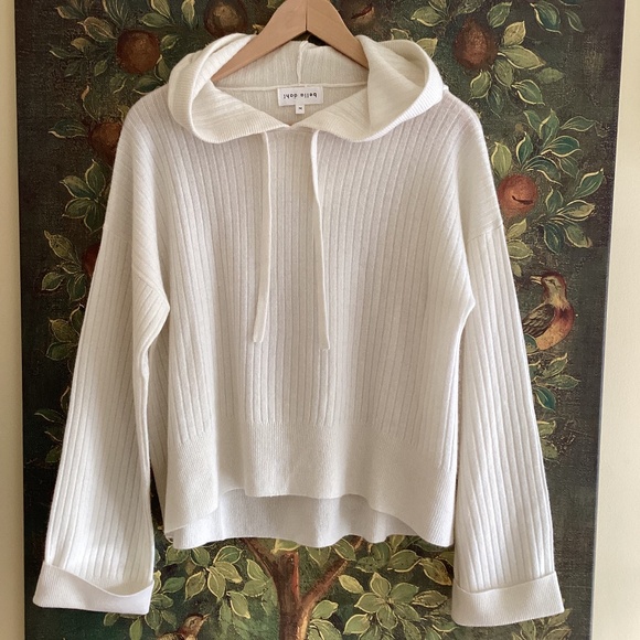 Bella Dahl 100% Cashmere Drawstring Hoodie Sweater Cropped Oversized NWOT - Picture 3 of 15